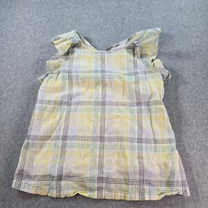 LOFT Plaid Gauze Flutter Sleeve Button Front Shirt Top Womens Size S